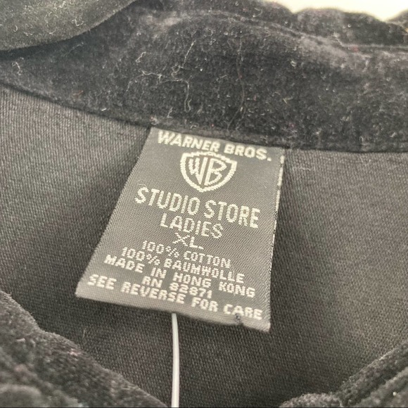 VTG Y2K Warner Bros Tweety Looney Tunes Velvet Black Deadstock Grunge Shacket - Picture 7 of 12